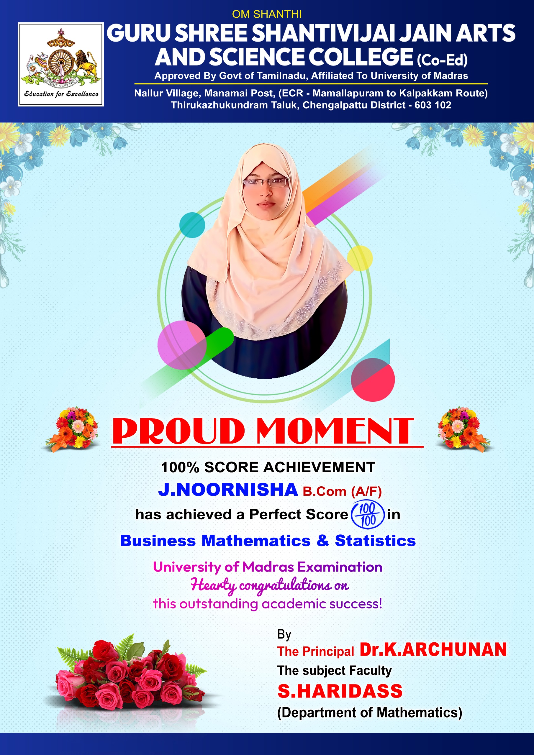 Proud Academic Achievement – 100% Score